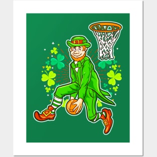 Leprechaun Basketball St Patricks Day Posters and Art